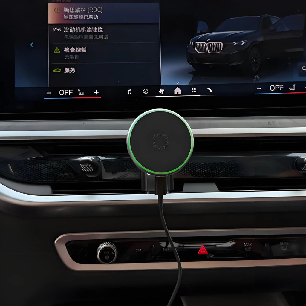 MagSafe-kompatible Handyhalterung mit kabellosem Laden – passend für BMW X5 (G05 LCI) & X6 (G06 LCI) ab 2023 | Facelift mit Curved Display | Lüftungsgitter 15 W
