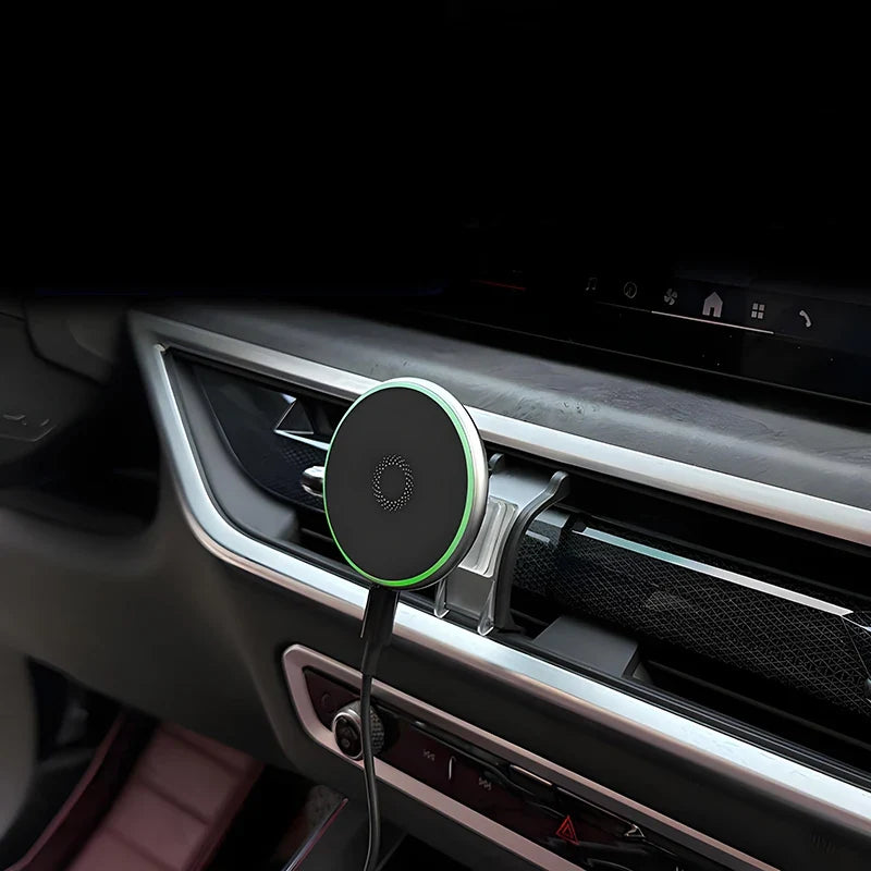 MagSafe-kompatible Handyhalterung mit kabellosem Laden – passend für BMW X5 (G05 LCI) & X6 (G06 LCI) ab 2023 | Facelift mit Curved Display | Lüftungsgitter 15 W
