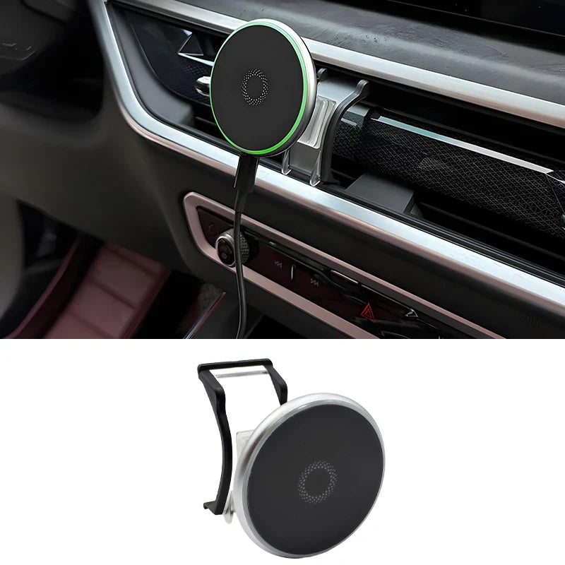 MagSafe-kompatible Handyhalterung mit kabellosem Laden – passend für BMW X5 (G05 LCI) & X6 (G06 LCI) ab 2023 | Facelift mit Curved Display | Lüftungsgitter 15 W