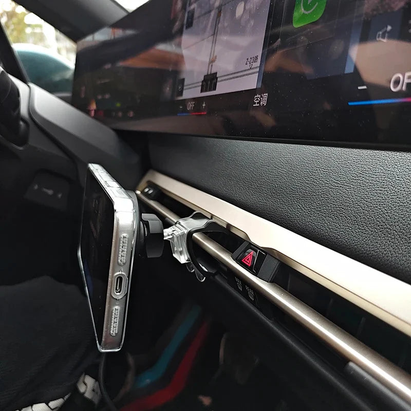 MagSafe-kompatible Handyhalterung mit kabellosem Laden – passend für BMW iX (i20) 2022–2026 mit Curved Display | Mittelkonsole, 15 W