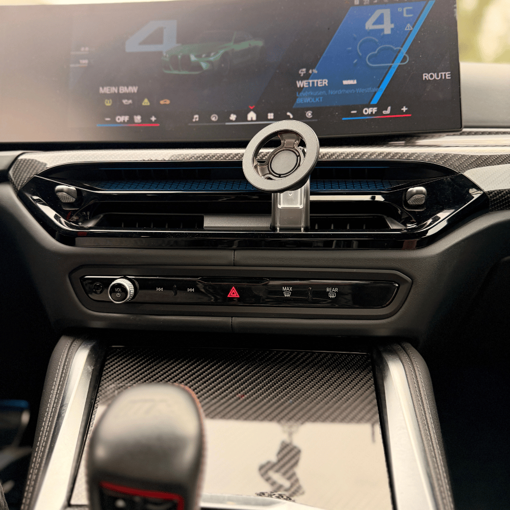 Premium MagSafe - kompatible Handyhalterung für BMW 3er & 4er Facelift G20 G21 G22 G23 LCI | M3 G80 | M4 G82 G83 – Lüftungsgitter Smartphone Halter mit Wireless Charging - CarWorlds GmbH