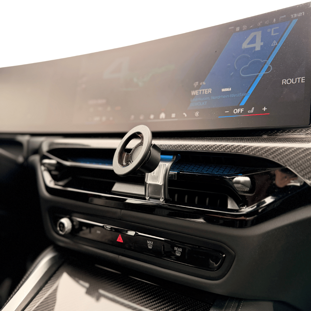 Premium MagSafe - kompatible Handyhalterung für BMW 3er & 4er Facelift G20 G21 G22 G23 LCI | M3 G80 | M4 G82 G83 – Lüftungsgitter Smartphone Halter mit Wireless Charging - CarWorlds GmbH